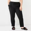 Plus Size Nine West Twill Pintuck Jogger Pants -Clothing Sales Store 5683816 Mineral Black