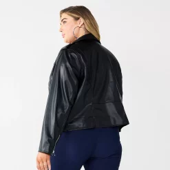 Plus Size Nine West Faux-Leather Moto Jacket -Clothing Sales Store 5683850 ALT