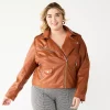 Plus Size Nine West Faux-Leather Moto Jacket -Clothing Sales Store 5683850 Baked Nutmeg
