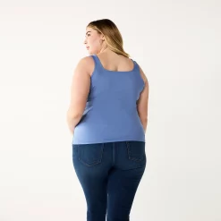 Plus Size Nine West Sculpt Squareneck Tank -Clothing Sales Store 5684852 ALT