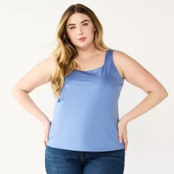 Plus Size Nine West Sculpt Squareneck Tank -Clothing Sales Store 5684852 Brandy Blue