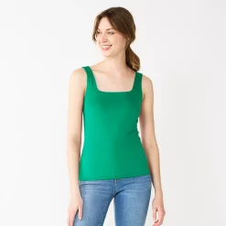 Women's Nine West Sculpt Squareneck Tank 25 Women's Nine West Sculpt Squareneck Tank -Clothing Sales Store 5685034 Tangy Green