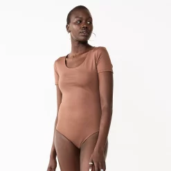 Women's Nine West Sculpt Short Sleeve Scoopneck Bodysuit -Clothing Sales Store 5685482 ALT