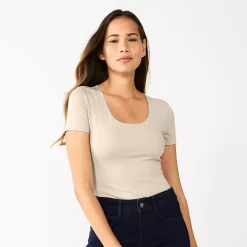 Women's Nine West Sculpt Short Sleeve Scoopneck Bodysuit -Clothing Sales Store 5685482 Daisy Dew