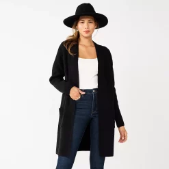 Women's Nine West Jacquard Long Cardigan 27 Women's Nine West Jacquard Long Cardigan -Clothing Sales Store 5692188 Black