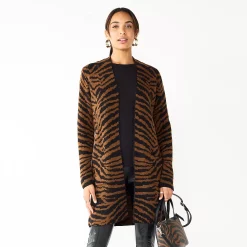 Women's Nine West Jacquard Long Cardigan 22 Women's Nine West Jacquard Long Cardigan -Clothing Sales Store 5692188 Black Zebra