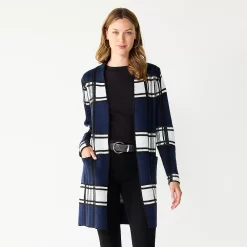 Women's Nine West Jacquard Long Cardigan 32 Women's Nine West Jacquard Long Cardigan -Clothing Sales Store 5692188 Blue Plaid