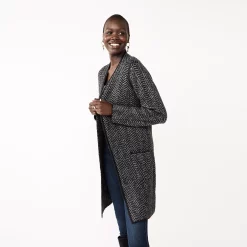 Women's Nine West Jacquard Long Cardigan 34 Women's Nine West Jacquard Long Cardigan -Clothing Sales Store 5692188 Herringbone