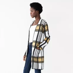Women's Nine West Jacquard Long Cardigan 30 Women's Nine West Jacquard Long Cardigan -Clothing Sales Store 5692188 Tan Plaid