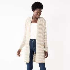 Women's Nine West Jacquard Long Cardigan 28 Women's Nine West Jacquard Long Cardigan -Clothing Sales Store 5692188 Tan Stripe