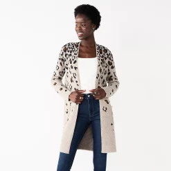 Women's Nine West Jacquard Long Cardigan 33 Women's Nine West Jacquard Long Cardigan -Clothing Sales Store 5692188 Taupe Cheetah