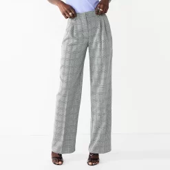 Women's Nine West High-Waisted Wide-Leg Trouser Pants -Clothing Sales Store 5692304 Glen Plaid