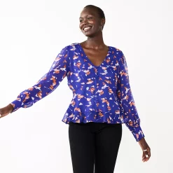 Women's Nine West Long Sleeve V-Neck Button Front Blouse 14 Women's Nine West Long Sleeve V-Neck Button Front Blouse -Clothing Sales Store 5692662 Blue Abstract