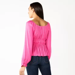 Women's Nine West Long Sleeve Sweetheart Peplum Top -Clothing Sales Store 5697209 ALT