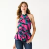 Women's Nine West Sleeveless Pleated Peplum Top -Clothing Sales Store 5699803 Pink Abstract