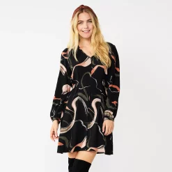 Women's Nine West Knot-Back Long Sleeve Dress -Clothing Sales Store 5706383 Loose Swirl