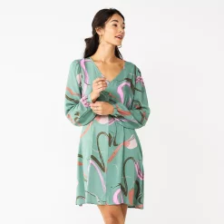 Women's Nine West Knot-Back Long Sleeve Dress -Clothing Sales Store 5706383 Loose Swirls Green