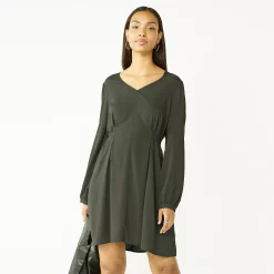 Women's Nine West Knot-Back Long Sleeve Dress -Clothing Sales Store 5706383 Olive Landis
