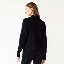 Women's Nine West Quarter Zip Sequin Stripe Pullover Sweater -Clothing Sales Store 5713489 ALT