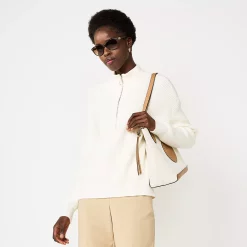 Women's Nine West Quarter Zip Sequin Stripe Pullover Sweater