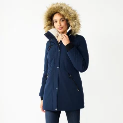 Women's Nine West Hooded Sherpa & Quilted Puffer Coat 9 Women's Nine West Hooded Sherpa & Quilted Puffer Coat -Clothing Sales Store 5725589 Blue