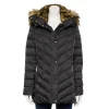 Women's Nine West Faux-Fur Hood Puffer Jacket -Clothing Sales Store 5725591 Black