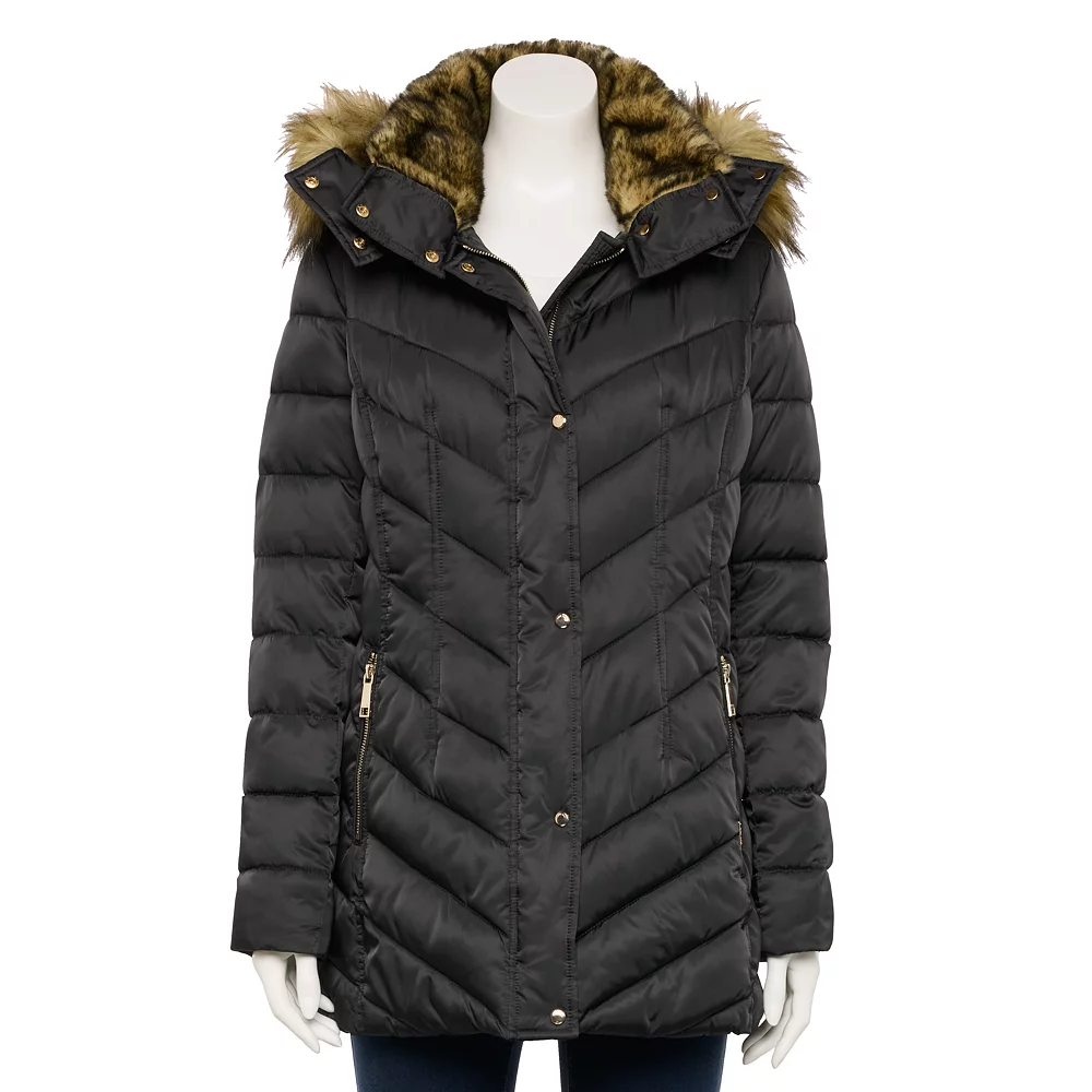 Women's Nine West Faux-Fur Hood Puffer Jacket 3 Women's Nine West Faux-Fur Hood Puffer Jacket
