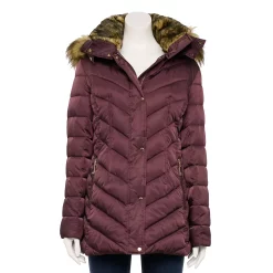 Women's Nine West Faux-Fur Hood Puffer Jacket 9 Women's Nine West Faux-Fur Hood Puffer Jacket -Clothing Sales Store 5725591 Red