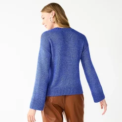 Women's Nine West Patterned Crewneck Sweater -Clothing Sales Store 5731865 ALT