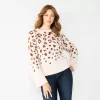Women's Nine West Patterned Crewneck Sweater -Clothing Sales Store 5731865 Pink Leopard