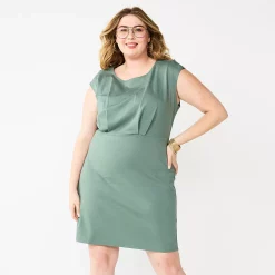 Plus Size Nine West Cap Sleeve Ponte Sheath Dress -Clothing Sales Store 5763589 Green