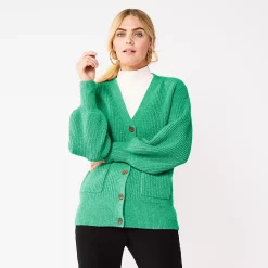 Women's Nine West Drop Shoulder Blouson Sleeve Cardigan -Clothing Sales Store 5765002 Jade