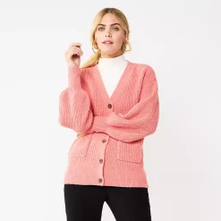 Women's Nine West Drop Shoulder Blouson Sleeve Cardigan -Clothing Sales Store 5765002 Marine Coral