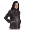 Women's Nine West Classic Faux-Leather Biker Jacket -Clothing Sales Store 5766201 Brown