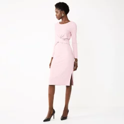 Women's Nine West Ribbed Long Sleeve Dress -Clothing Sales Store 5766567 Washed Grape