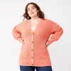 Plus Size Nine West Drop Shoulder Blouson Sleeve Cardigan -Clothing Sales Store 5776691 Marine Coral