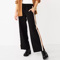 Women's Nine West Side-Stripe Wide-Leg Pants -Clothing Sales Store 5787700 Mineral Black