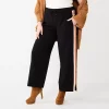 Plus Size Nine West Side-Stripe Pull-On Wide-Leg Pants -Clothing Sales Store 5790198 Mineral Black