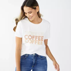 Women's Nine West Crewneck Graphic Tee -Clothing Sales Store 5795642 Coffee Coffee