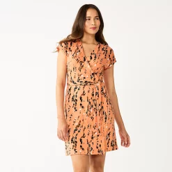 Women's Nine West Dolman Sleeve Wrap Dress -Clothing Sales Store 5814810 Flowing Dots Pink