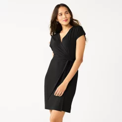 Women's Nine West Dolman Sleeve Wrap Dress -Clothing Sales Store 5814810 Mineral Black