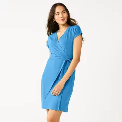 Women's Nine West Dolman Sleeve Wrap Dress -Clothing Sales Store 5814810 Val Blue