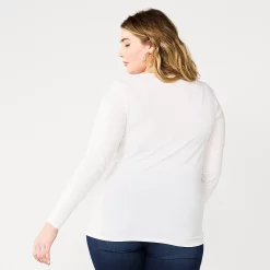 Plus Size Nine West Fitted Long Sleeve Cutout Top -Clothing Sales Store 5815656 ALT