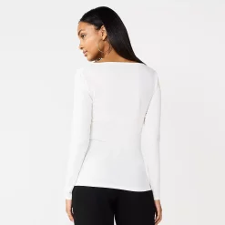 Women's Nine West Fitted Long Sleeve Cutout Top -Clothing Sales Store 5817132 ALT