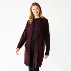 Women's Nine West Shawl Collar Cardigan -Clothing Sales Store 5826042 Zinfindandel Heather