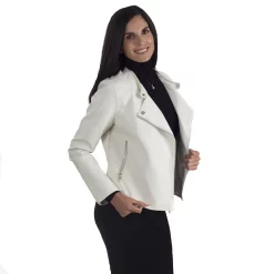 Women's Nine West Faux-Leather Biker Jacket -Clothing Sales Store 5920265 ALT3