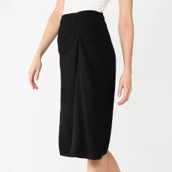 Women's Nine West Side Ruched Midi Skirt -Clothing Sales Store 5975590 Mineral Black