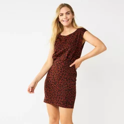 Women's Nine West Cap Sleeve Ponte Sheath Dress -Clothing Sales Store 5996750 Fuzzy Leopard