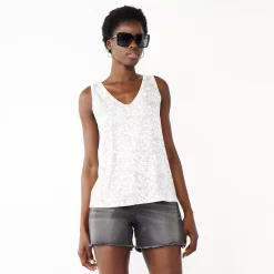 Women's Nine West Easy V-Neck Tank -Clothing Sales Store 6171582 Gray Flowy Animal