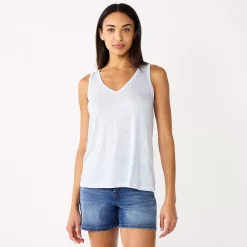 Women's Nine West Easy V-Neck Tank -Clothing Sales Store 6171582 Light Blue Ikat